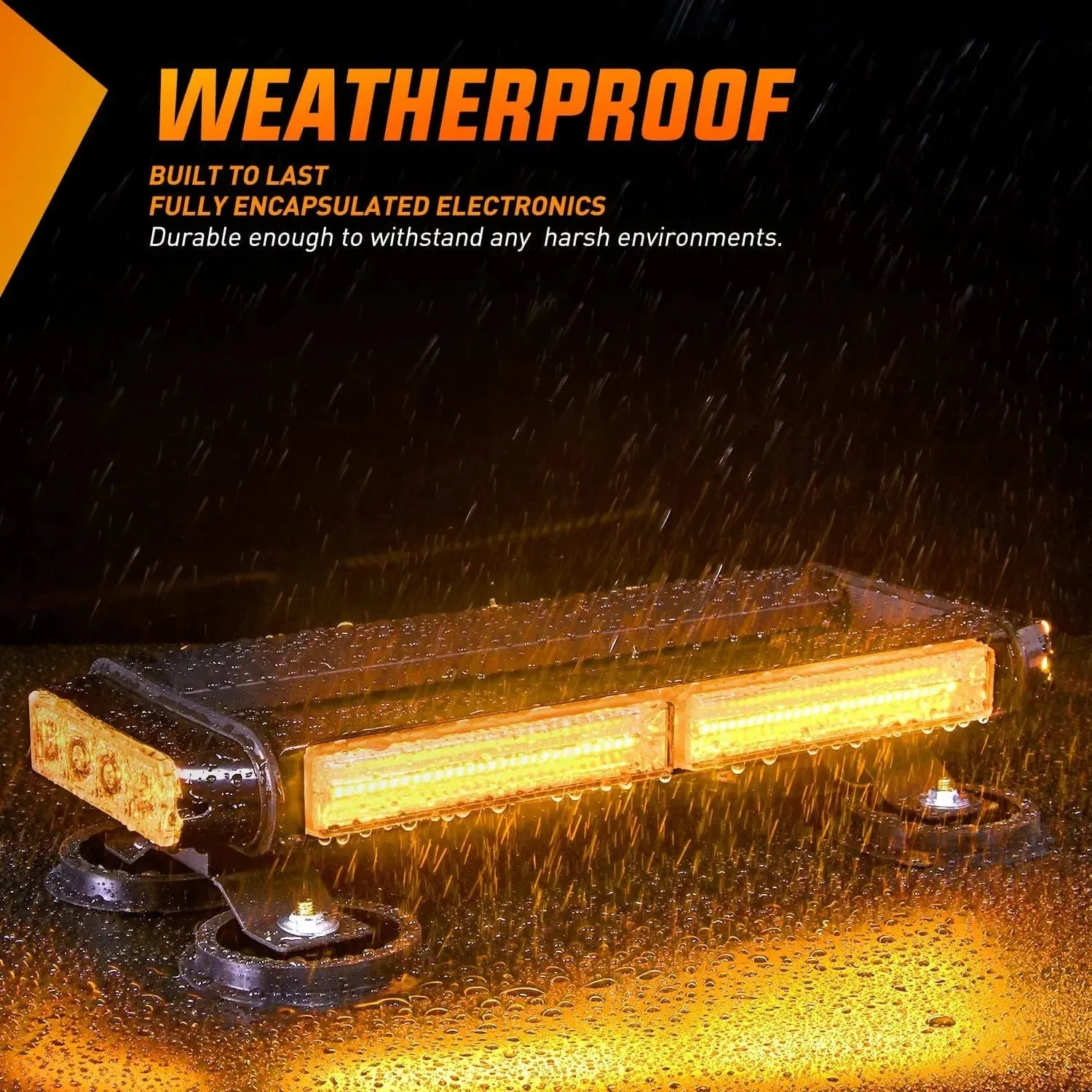 14.5 Inch Amber COB LED Strobe Rooftop Flashing Magnetic Light Bar