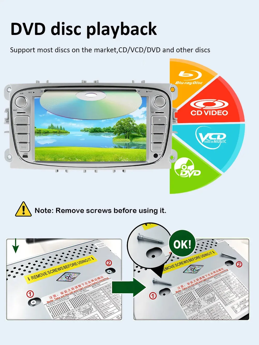 2 Din Car Stereo Radio Multimedia Player DVD Android 14.0 For Ford Focus S-Max Mondeo Galaxy C-Max Kuga GPS RDS Auto Carplay DSP