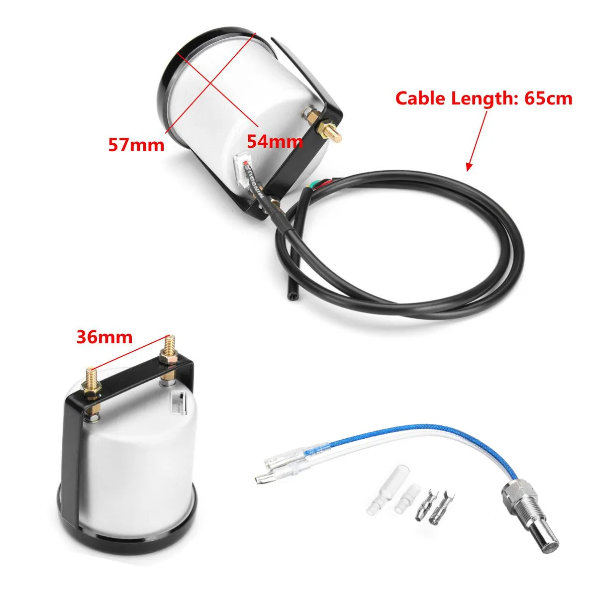 2 Inch 52Mm Water Temperature Gauge Meter 7 Color LED