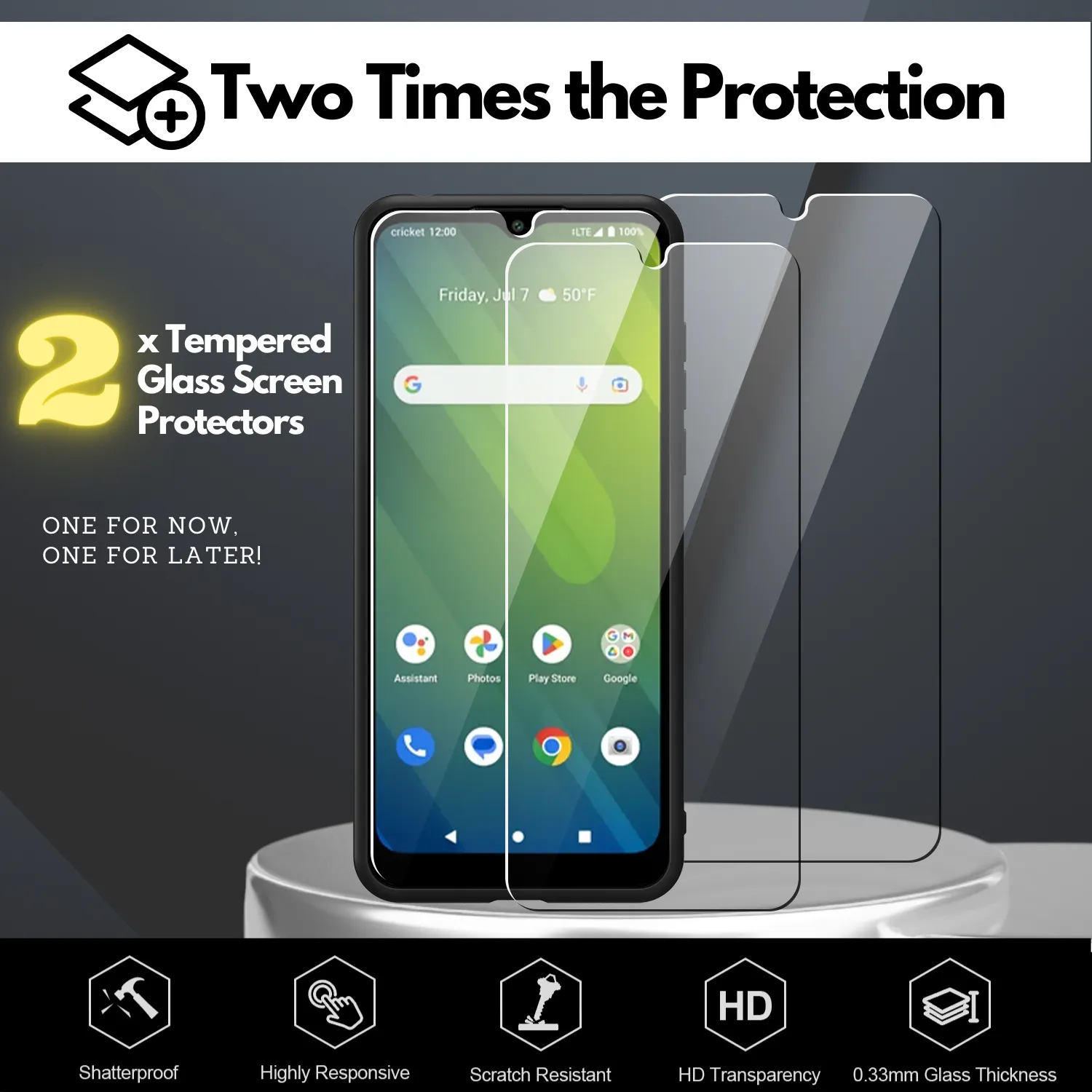 2 Screen Protectors   Case for AT&T Motivate 4 (SL112A) - Matte Black