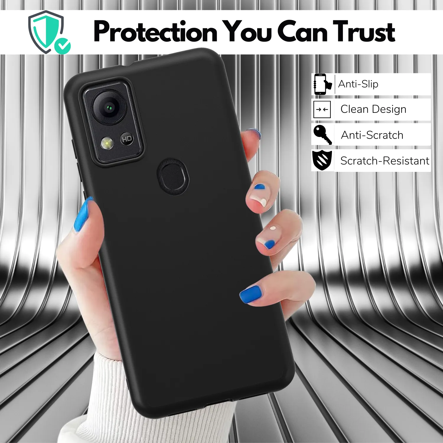2 Screen Protectors   Case for AT&T Motivate 4 (SL112A) - Matte Black