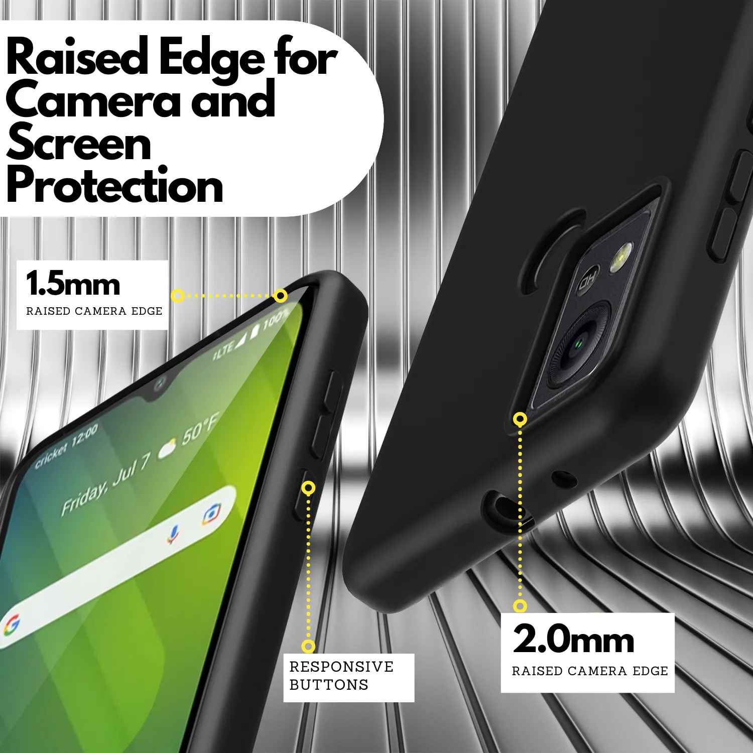 2 Screen Protectors   Case for AT&T Motivate 4 (SL112A) - Matte Black