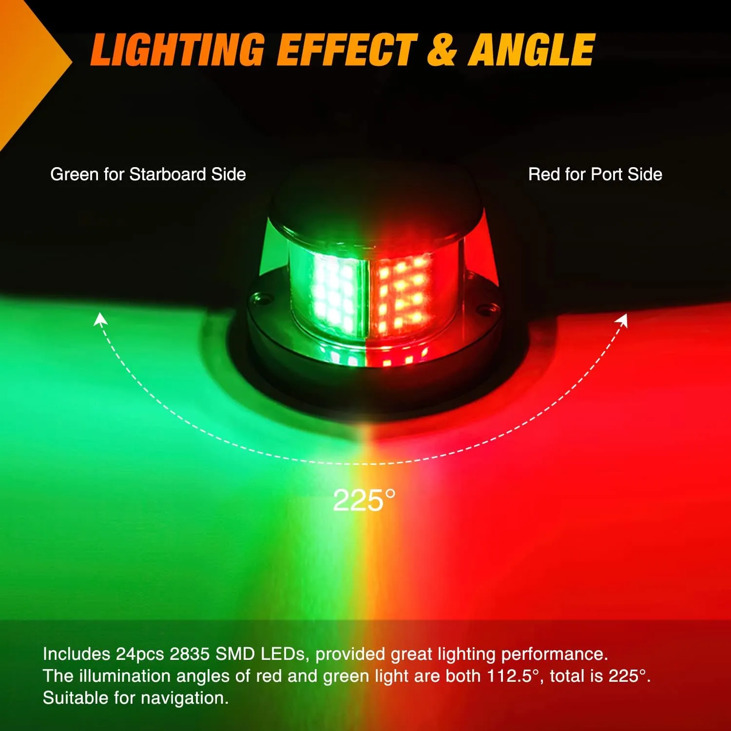 24 Leds Red Green Marine LED Port Starboard Signals Lights