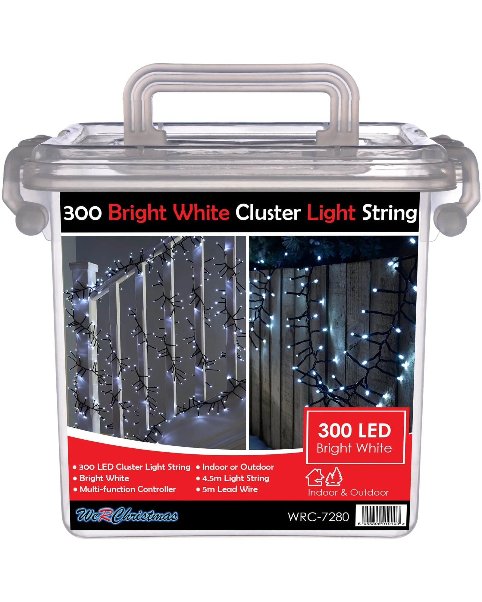240 Chasing Cluster Light String, Bright White