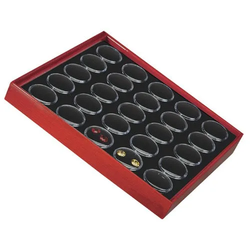 25 Acrylic 1.13" Ø Gem Jars Inserts in Wood Trays, 8.25" L x 7.25" W