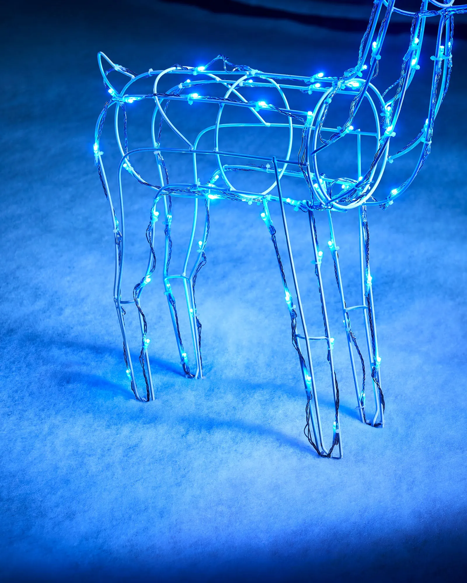 3D Twinkling Standing Reindeer Silhouette, Blue, 78 cm