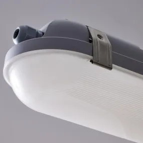 4 Foot; Vapor Proof Linear Fixture; CCT & Wattage Selectable; IP65 and IK08 Rated; 0-10V Dimming; 120V-347V