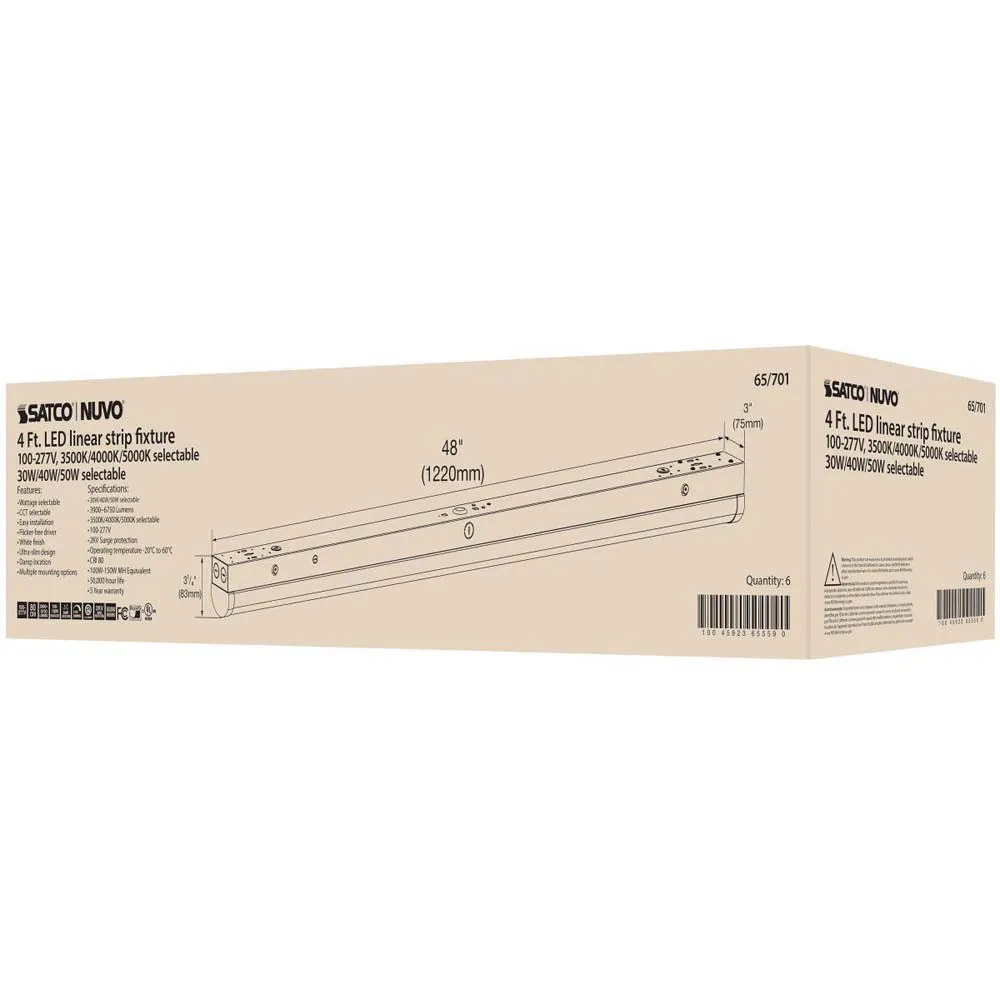 4-ft LED Linear Strip Light CCT Tunable White Finish