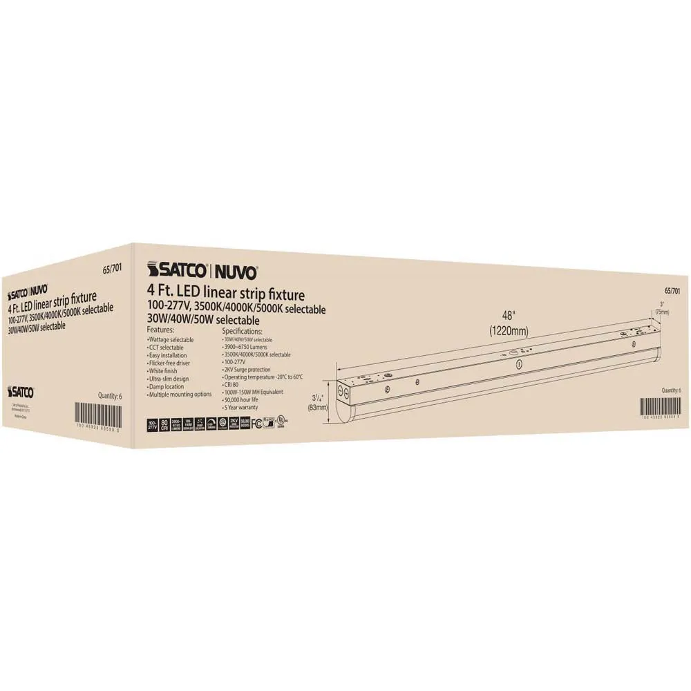 4-ft LED Linear Strip Light CCT Tunable White Finish