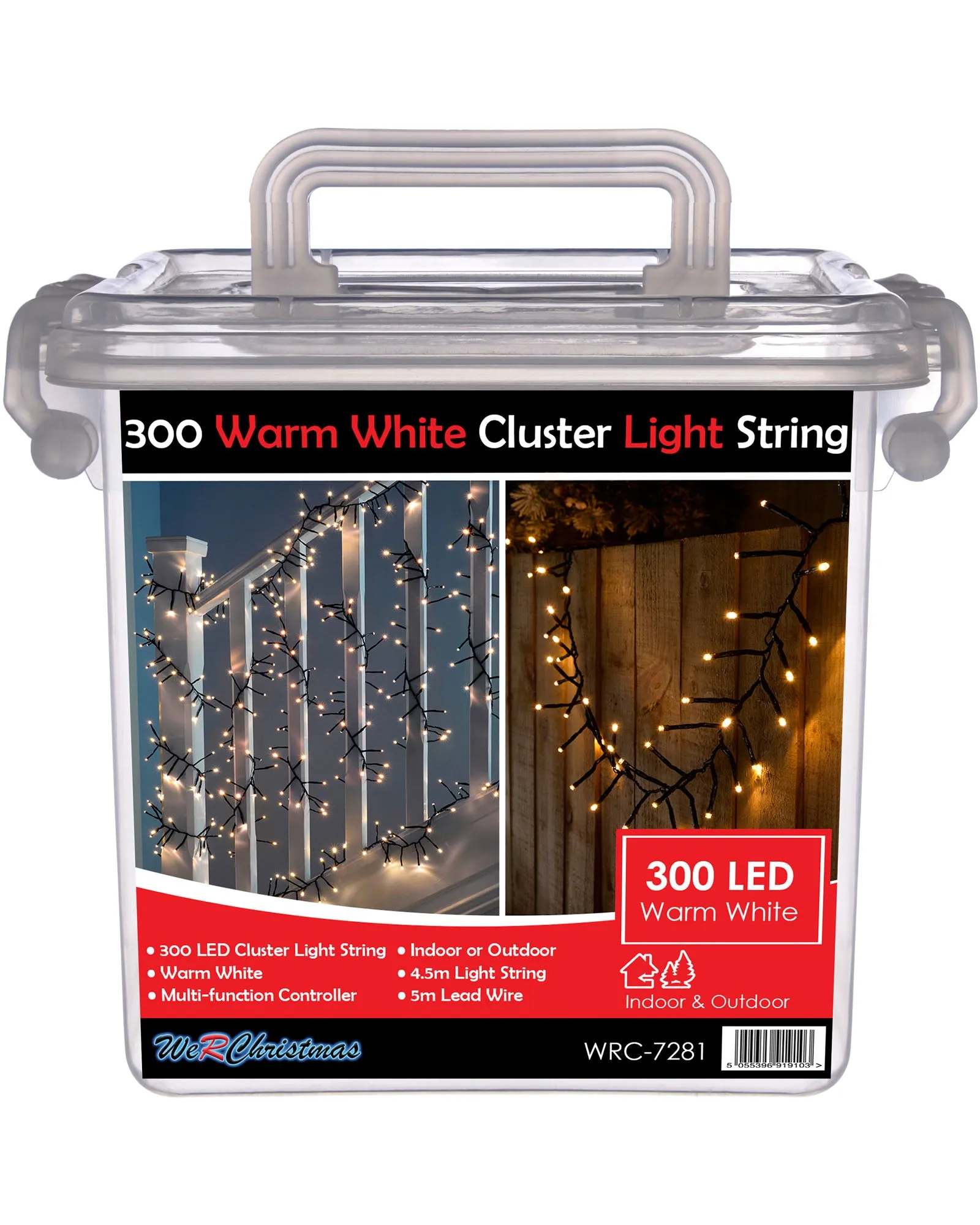 400 Chasing Cluster Light String, Warm White