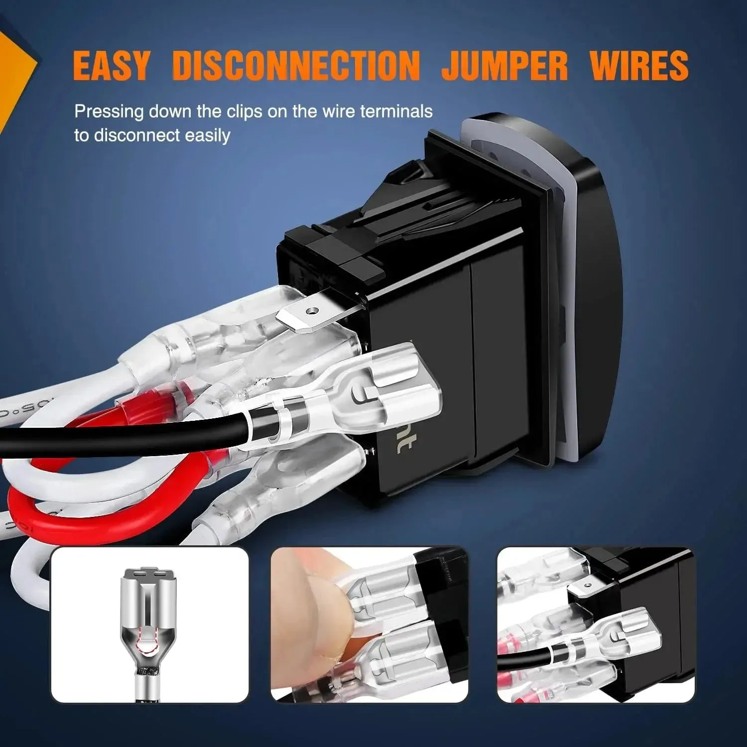 7Pin DPDT On/Off Momentary High Low Beam Headlights Rocker Switch Blue