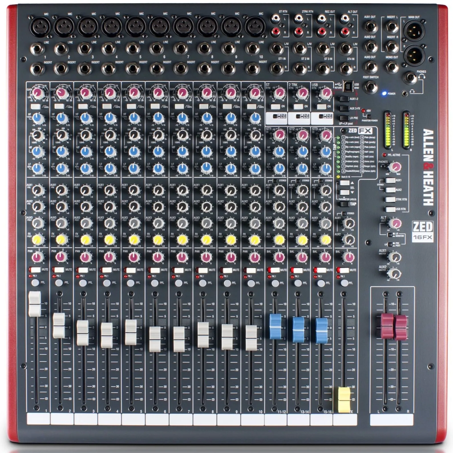 Allen & Heath ZED-16FX 10 Mono Mic/Line   Stereo, USB I/O 4 Aux Sends