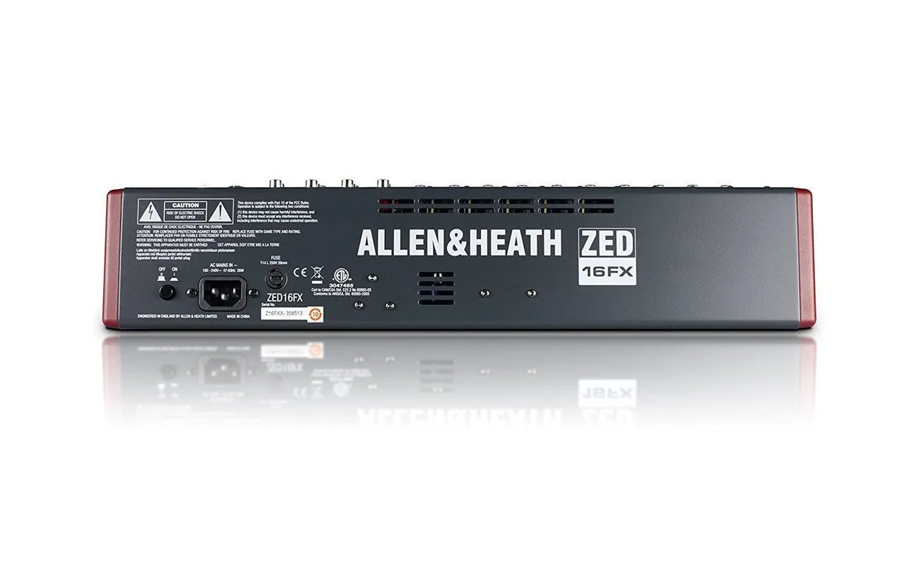 Allen & Heath ZED-16FX 16-Channel Multi-Purpose USB Mixer with FX for Live Sound and Recording