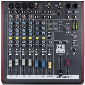 Allen & Heath ZED60-10FX 10 Channel Analog Mixer with FX, 60mm Faders