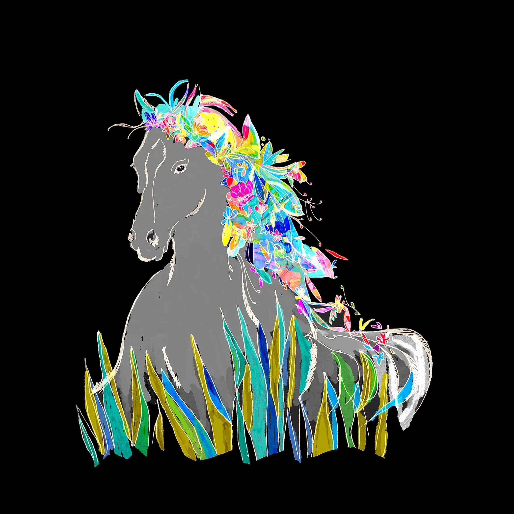 Bibsisita Tote Bag Velvet- Horse