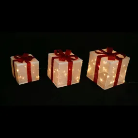 B/O LED Pop Up Tinsel Presents Set with Timer (3pc)