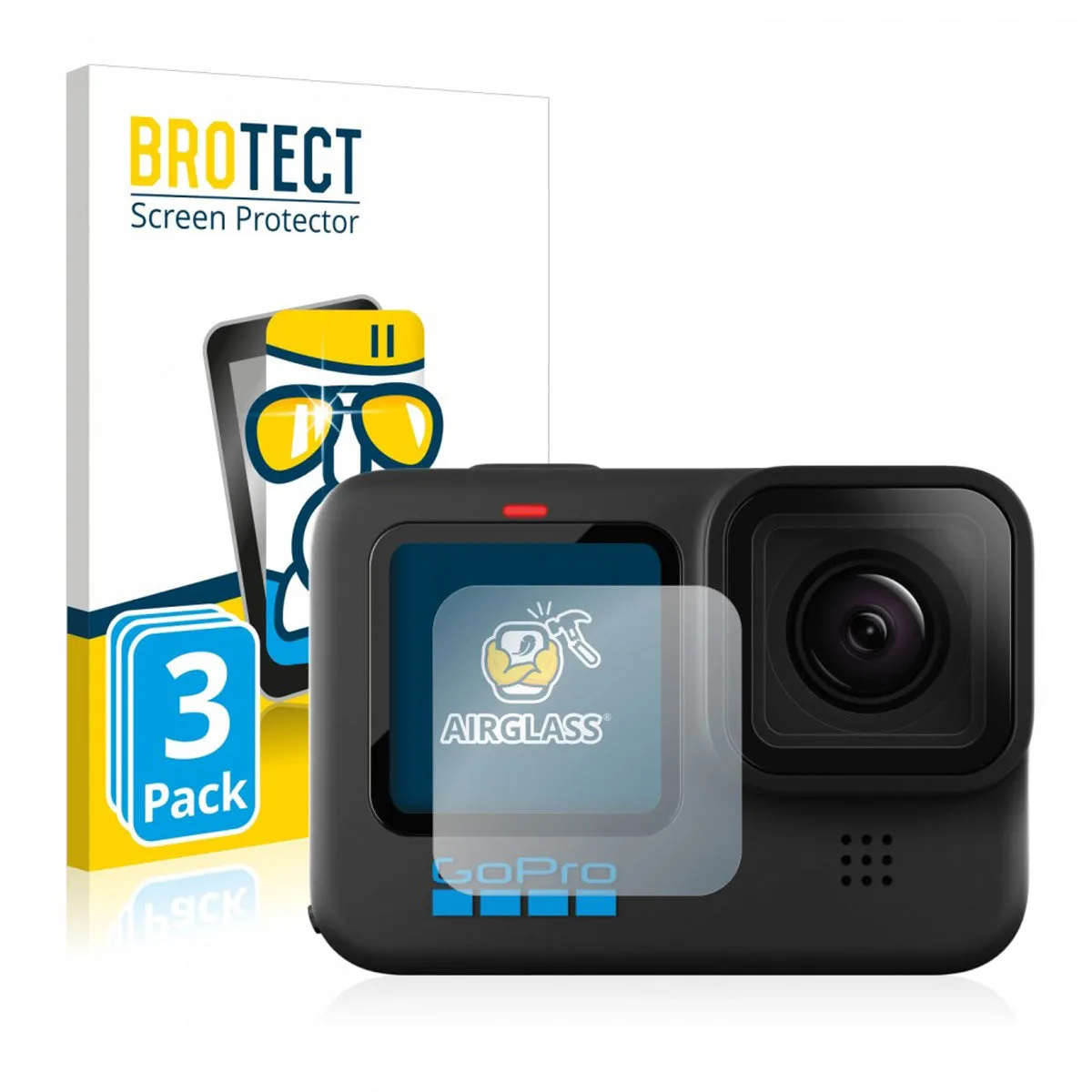 BROTECT AirGlass Screen Protector GoPro Hero 10 Black (Front Display) 3 Pack