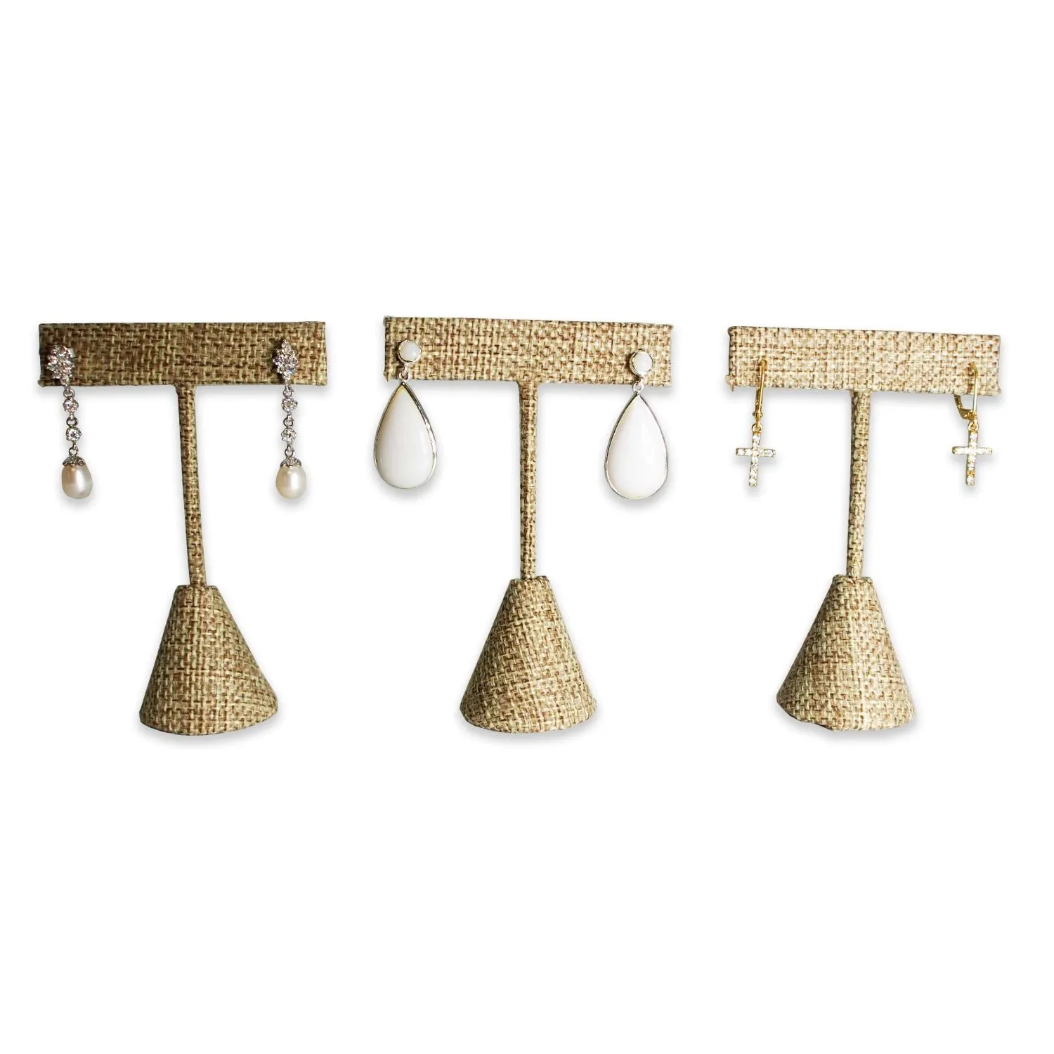 Burlap Single Piece Earring T-Shape Display
