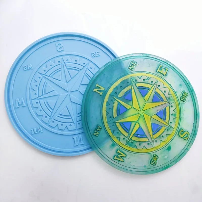 Compass Navigation Silicone Resin Mold Coaster, Tray, Unique Mold