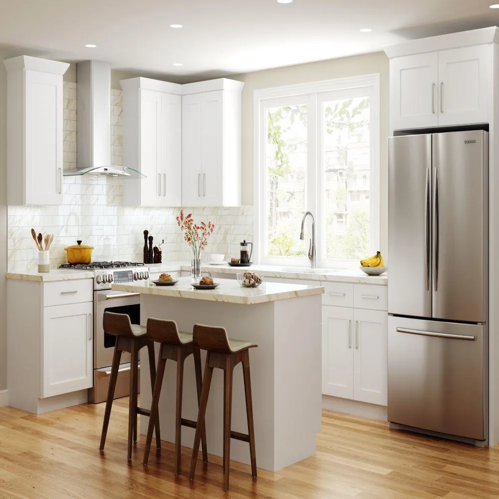 Denver White Painted Plywood Shaker Stock Ready to Assemble Corner Wall Kitchen Cabinet (24in.x 42in.x22.5in.)