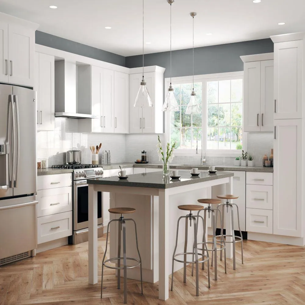 Denver White Painted Plywood Shaker Stock Ready to Assemble Corner Wall Kitchen Cabinet (24in.x 42in.x22.5in.)