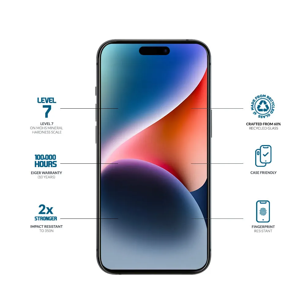 Eiger Mountain Glass CLEAR EDGE Screen Protector for iPhone 16/ 15/ 14 Pro