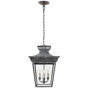 Elsinore Medium Hanging Lantern in Weathered Zinc with Clear Glass