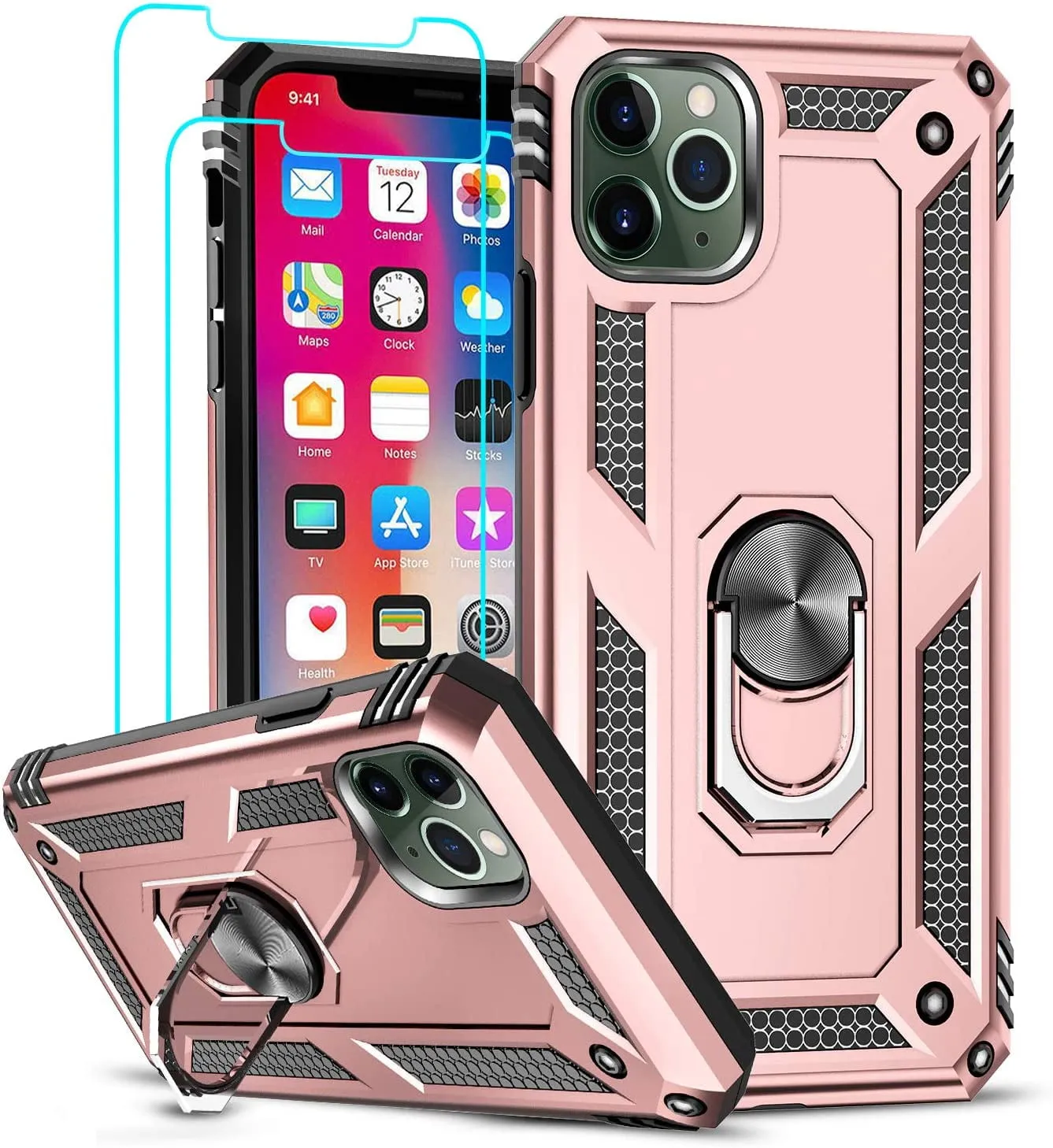 Entronix Apple iPhone 12 Pro Max Case - Guard Ring Holder & 2 Clear Screen Protectors
