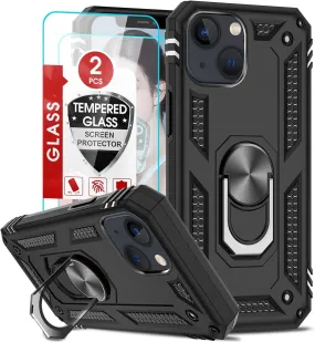 Entronix Apple iPhone 13 Case - Guard Ring Holder & 2 Clear Screen Protectors