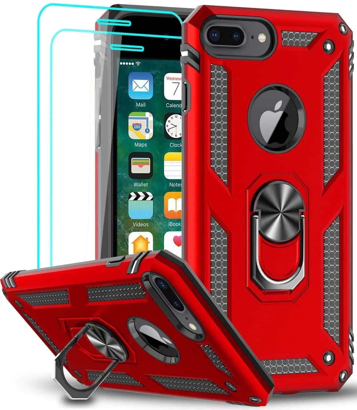 Entronix Apple iPhone 8 Plus/7 Plus Case - Guard Ring Holder & 2 Clear Screen Protectors