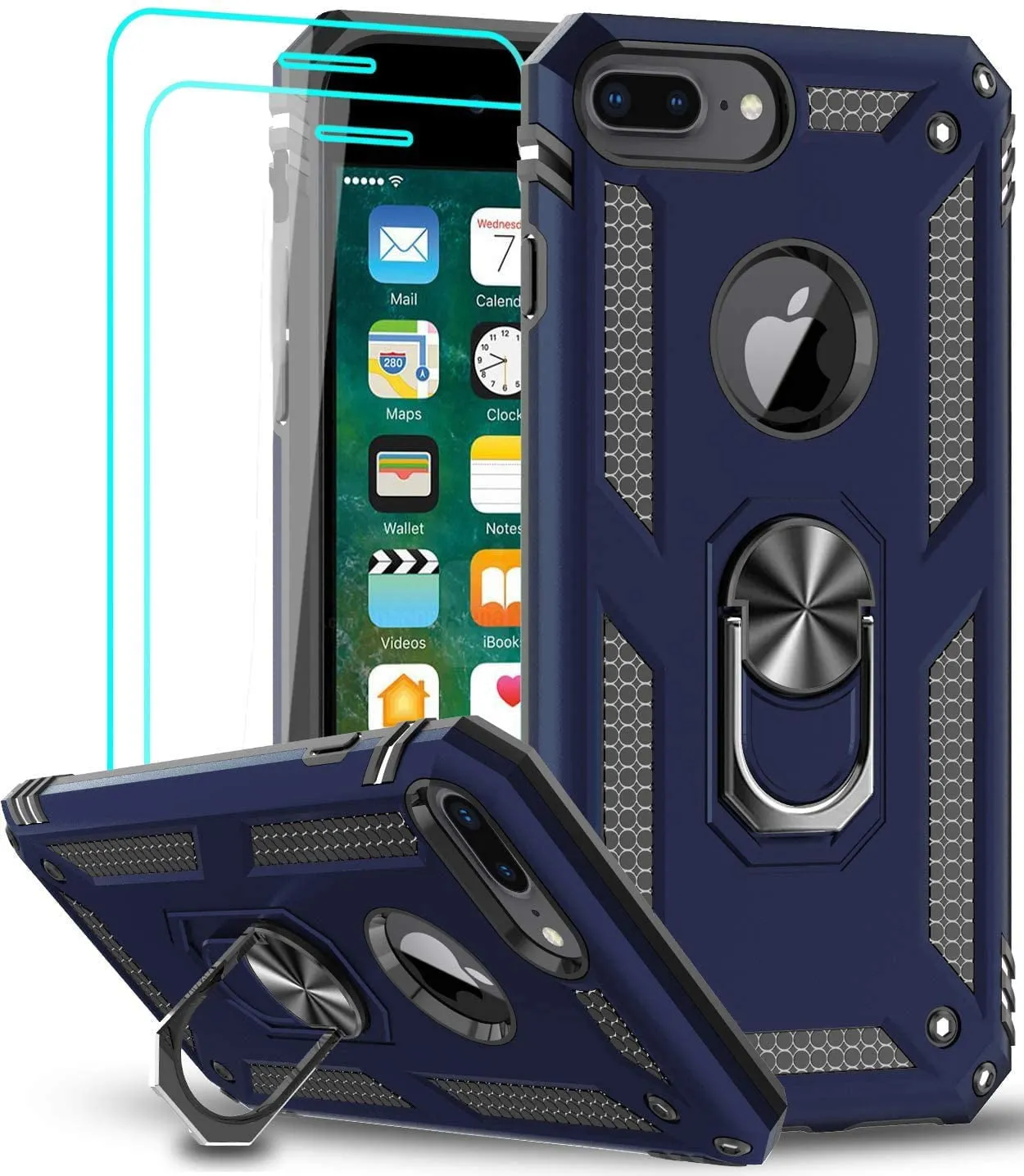 Entronix Apple iPhone 8 Plus/7 Plus Case - Guard Ring Holder & 2 Clear Screen Protectors