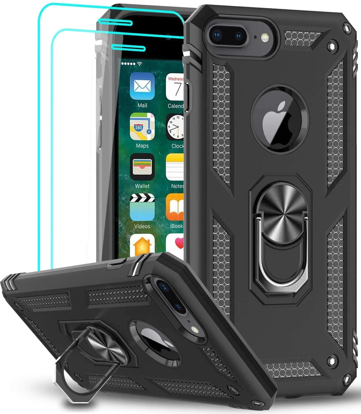 Entronix Apple iPhone 8 Plus/7 Plus Case - Guard Ring Holder & 2 Clear Screen Protectors