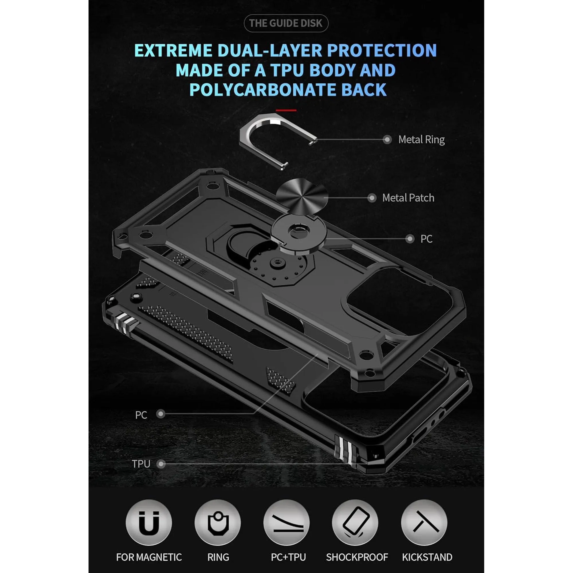 Entronix Apple iPhone 8 Plus/7 Plus Case - Guard Ring Holder & 2 Clear Screen Protectors