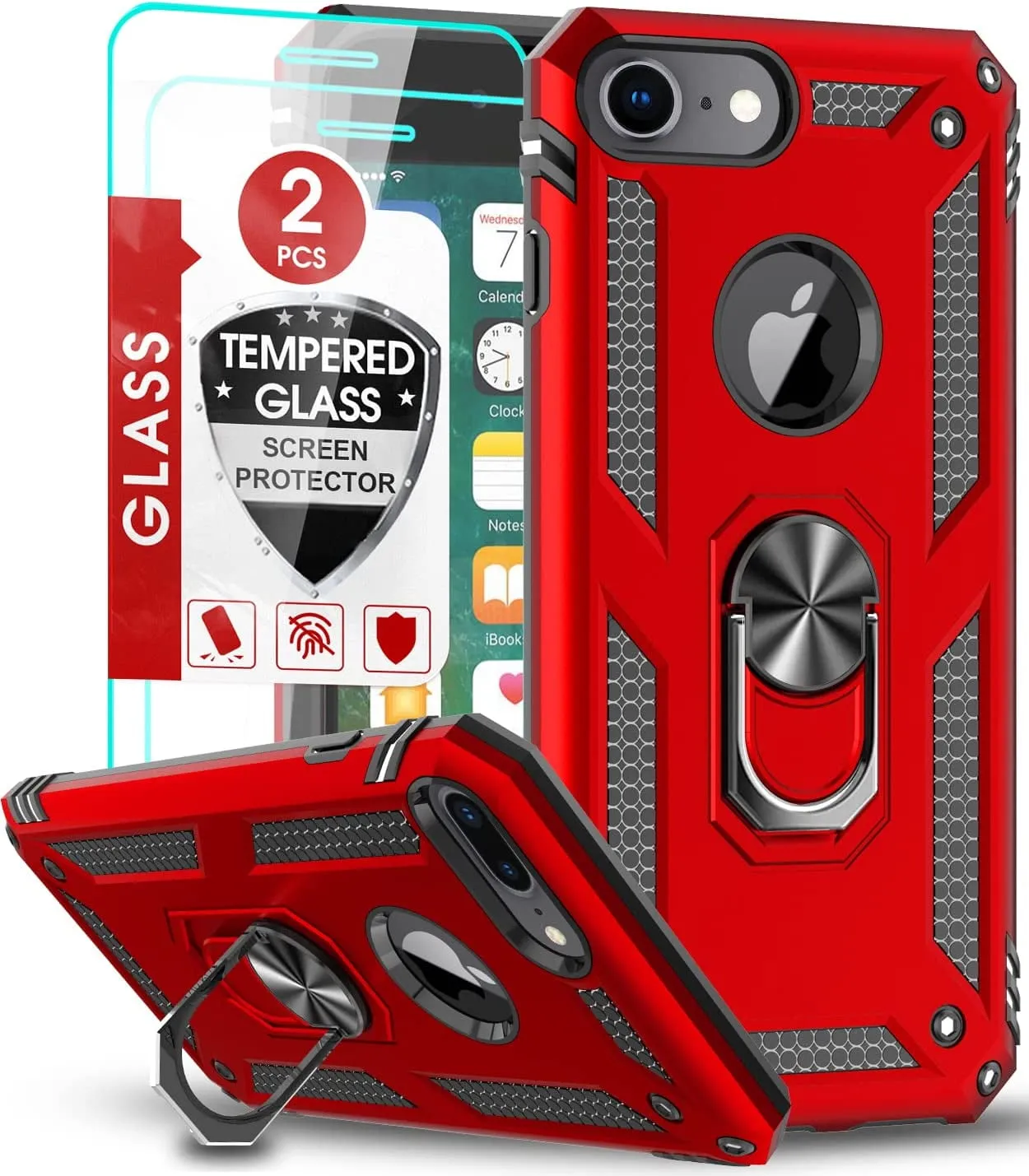 Entronix Apple iPhone 8/7/SE Case - Guard Ring Holder & 2 Clear Screen Protectors