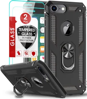 Entronix Apple iPhone 8/7/SE Case - Guard Ring Holder & 2 Clear Screen Protectors