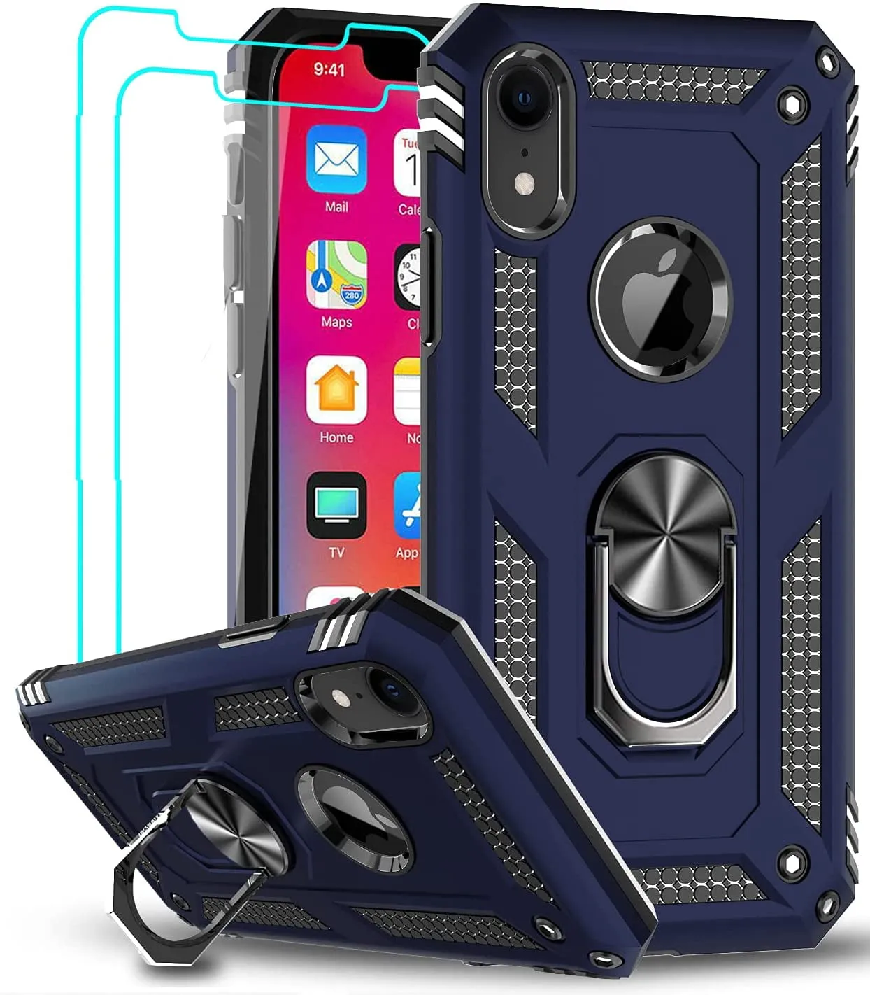 Entronix Apple iPhone XR Case - Guard Ring Holder & 2 Clear Screen Protectors