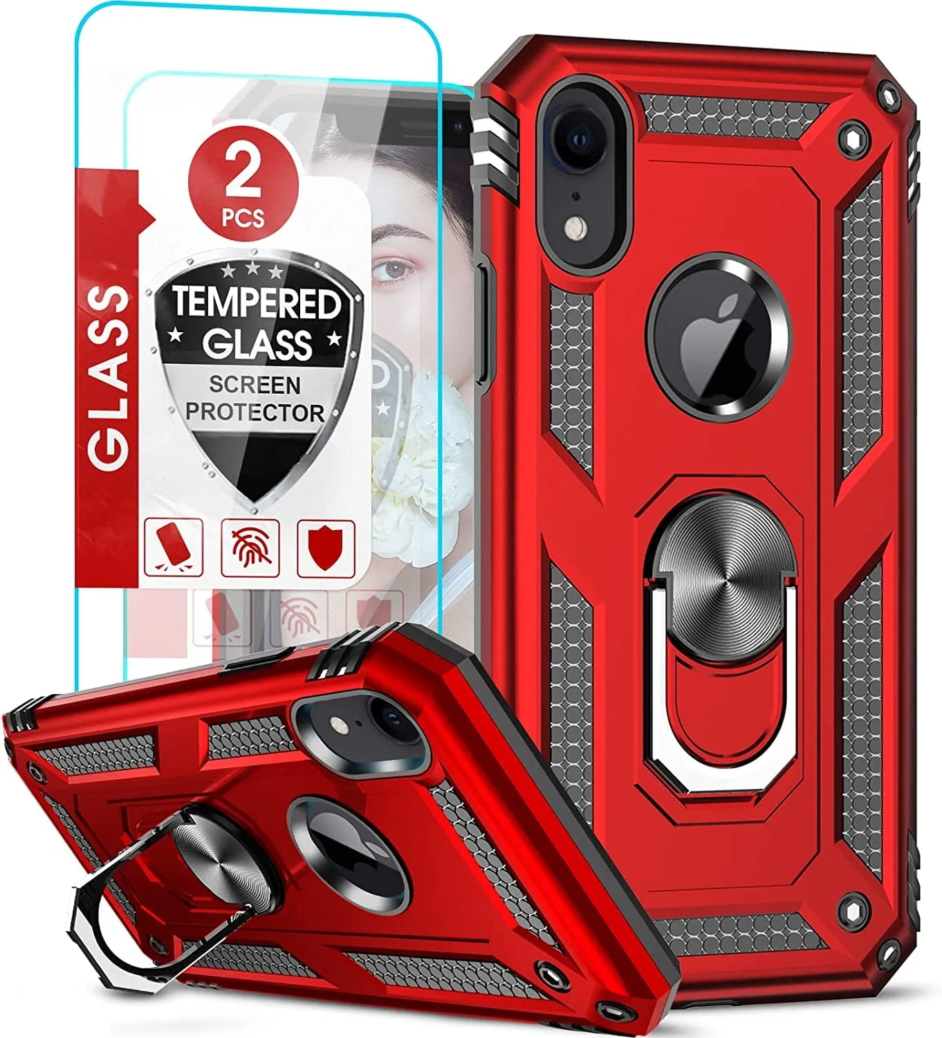 Entronix Apple iPhone XR Case - Guard Ring Holder & 2 Clear Screen Protectors