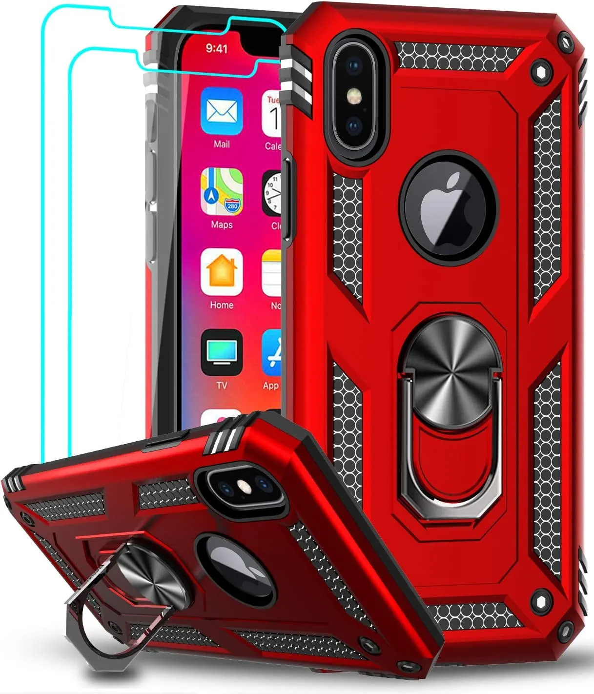 Entronix Apple iPhone XS Max Case - Guard Ring Holder & 2 Clear Screen Protectors