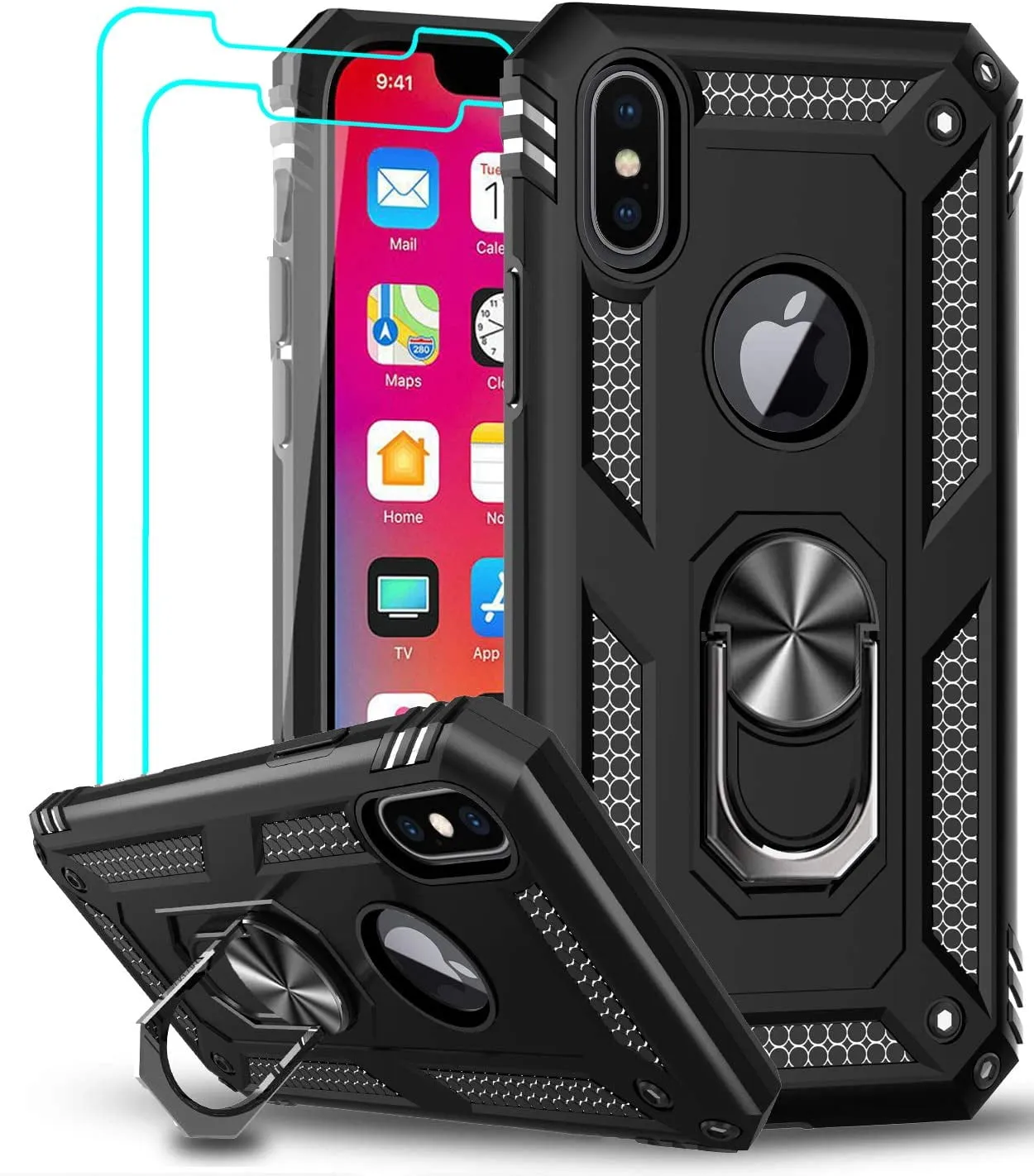Entronix Apple iPhone XS Max Case - Guard Ring Holder & 2 Clear Screen Protectors
