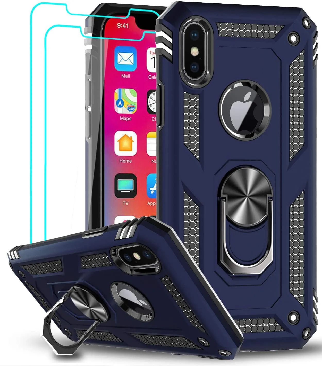 Entronix Apple iPhone XS Max Case - Guard Ring Holder & 2 Clear Screen Protectors