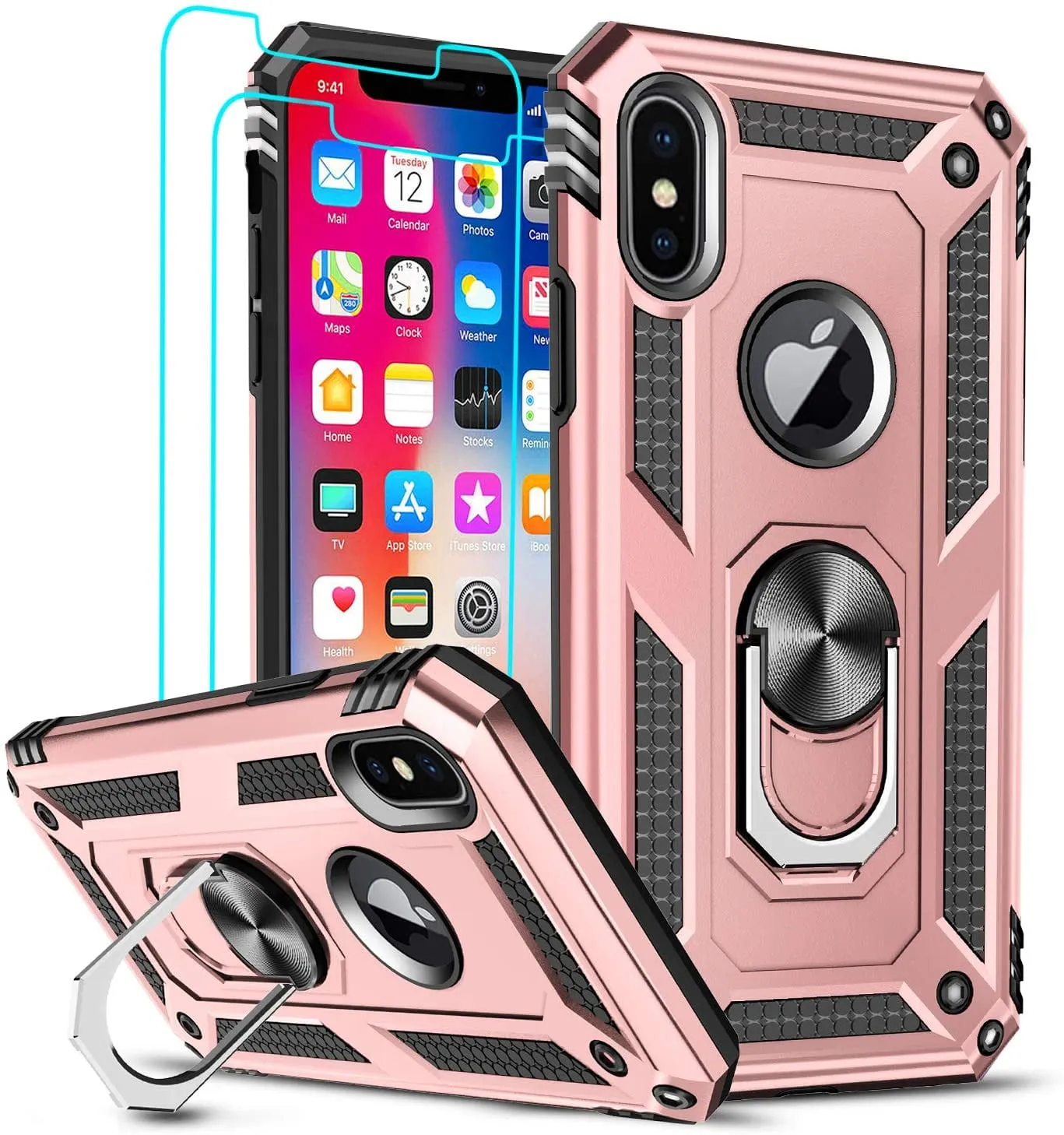 Entronix Apple iPhone XS Max Case - Guard Ring Holder & 2 Clear Screen Protectors