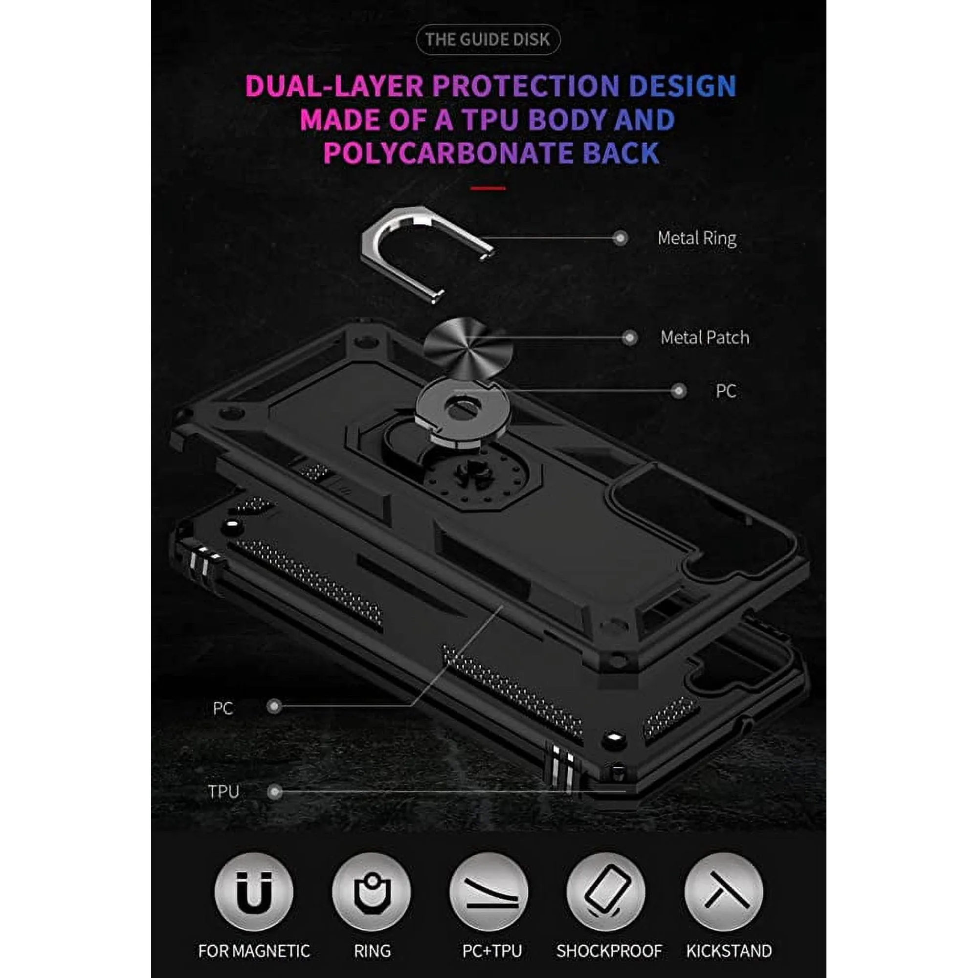 Entronix Samsung Galaxy S22 Plus Case - Guard Ring Holder & 2 Clear Screen Protectors