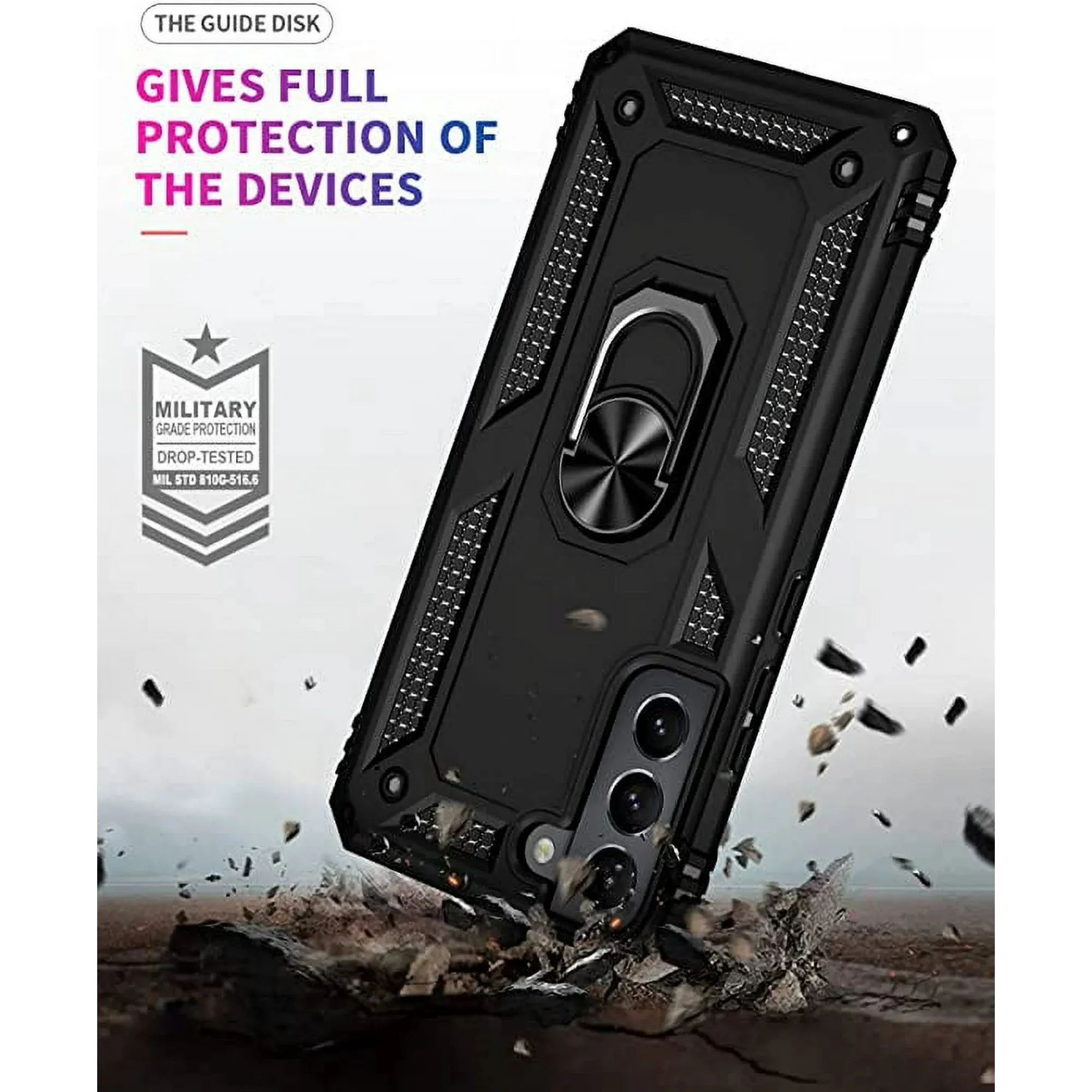 Entronix Samsung Galaxy S22 Plus Case - Guard Ring Holder & 2 Clear Screen Protectors
