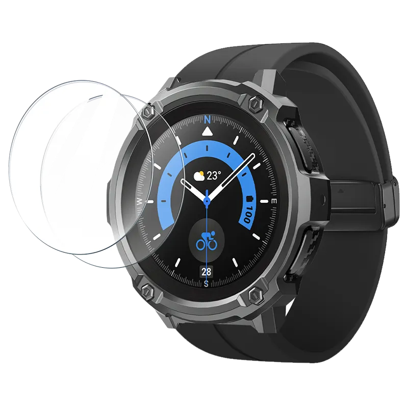 Galaxy Watch5 Pro 45mm Unicorn Beetle Rugged Case with Glass Screen Protectors-Black