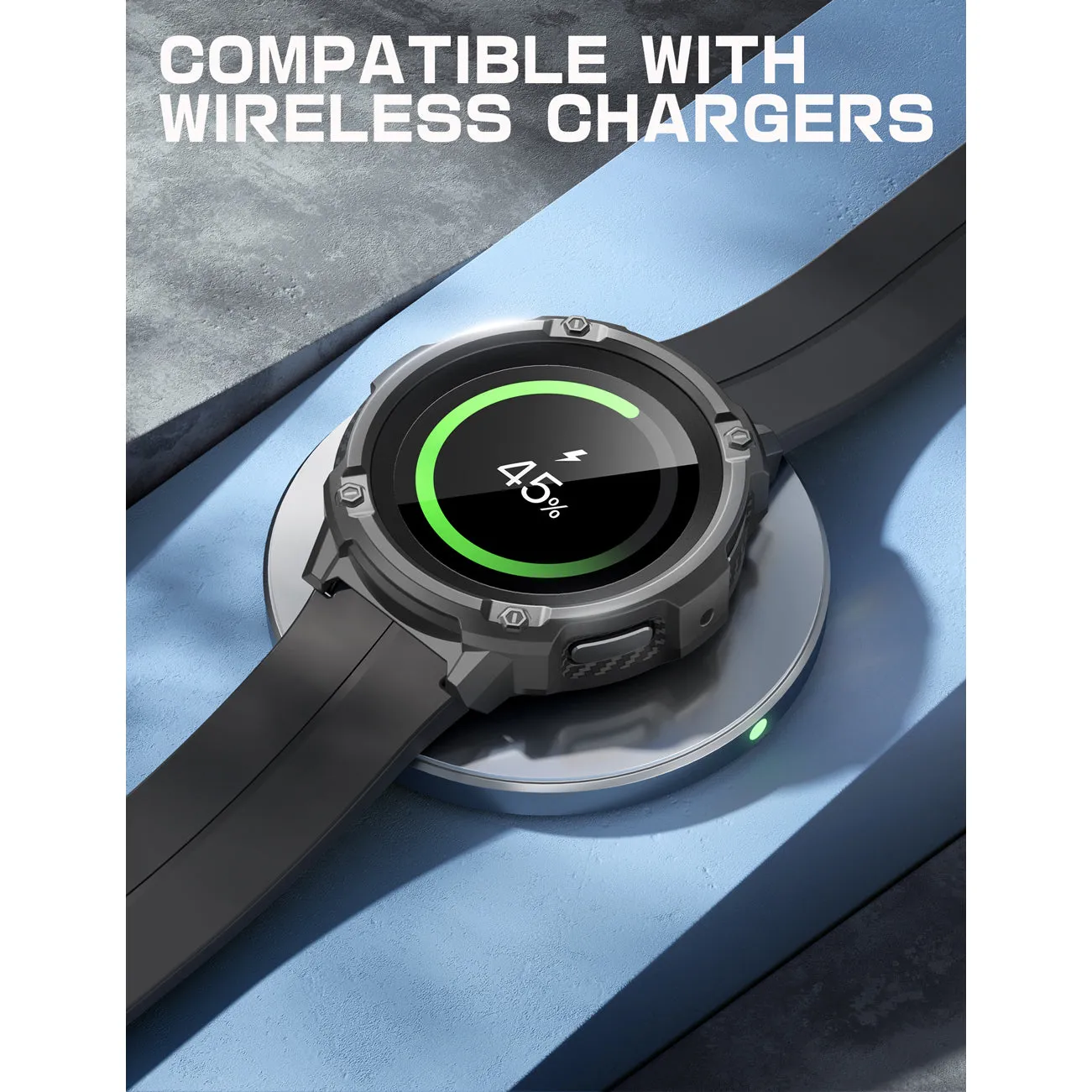 Galaxy Watch5 Pro 45mm Unicorn Beetle Rugged Case with Glass Screen Protectors-Black
