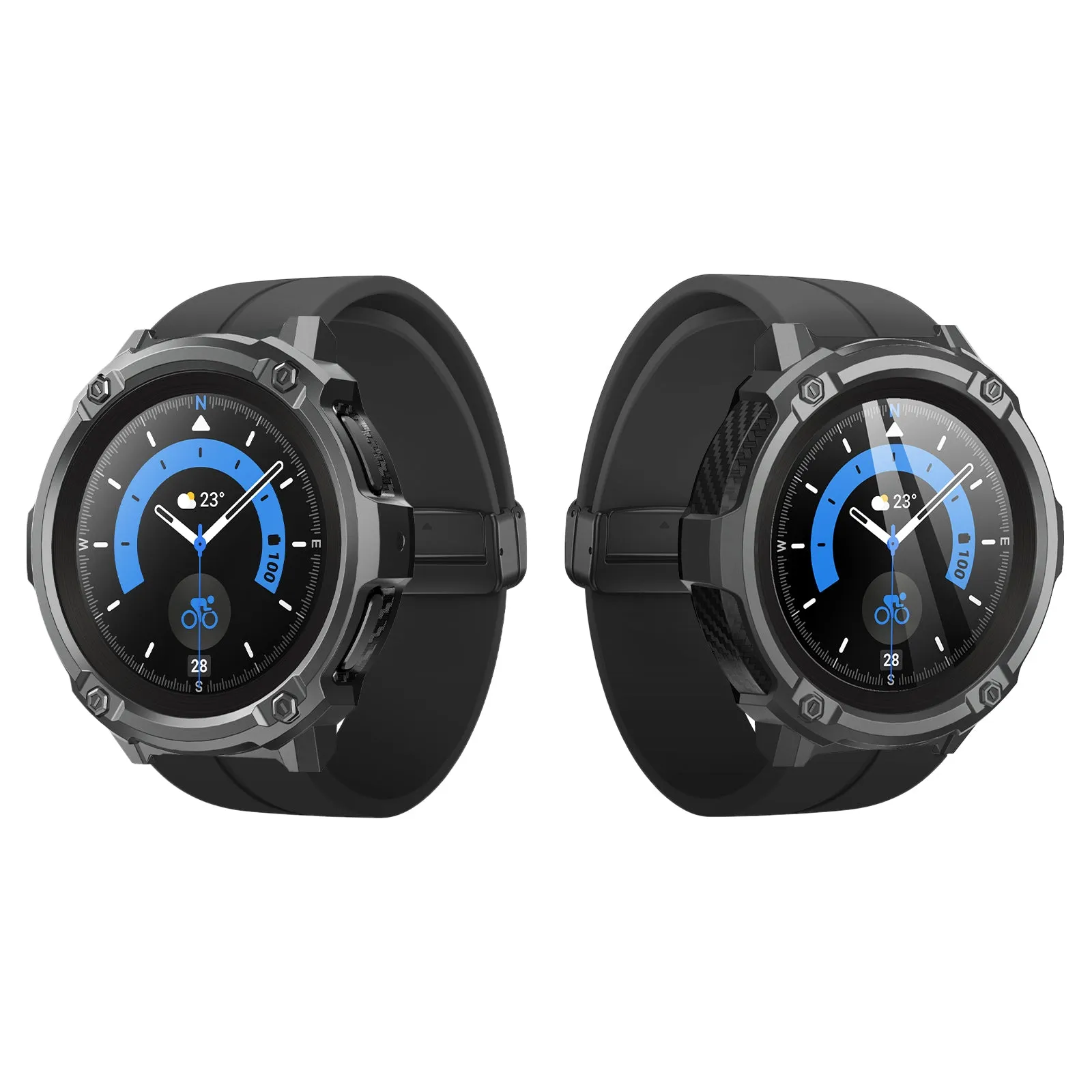 Galaxy Watch5 Pro 45mm Unicorn Beetle Rugged Case with Glass Screen Protectors-Black
