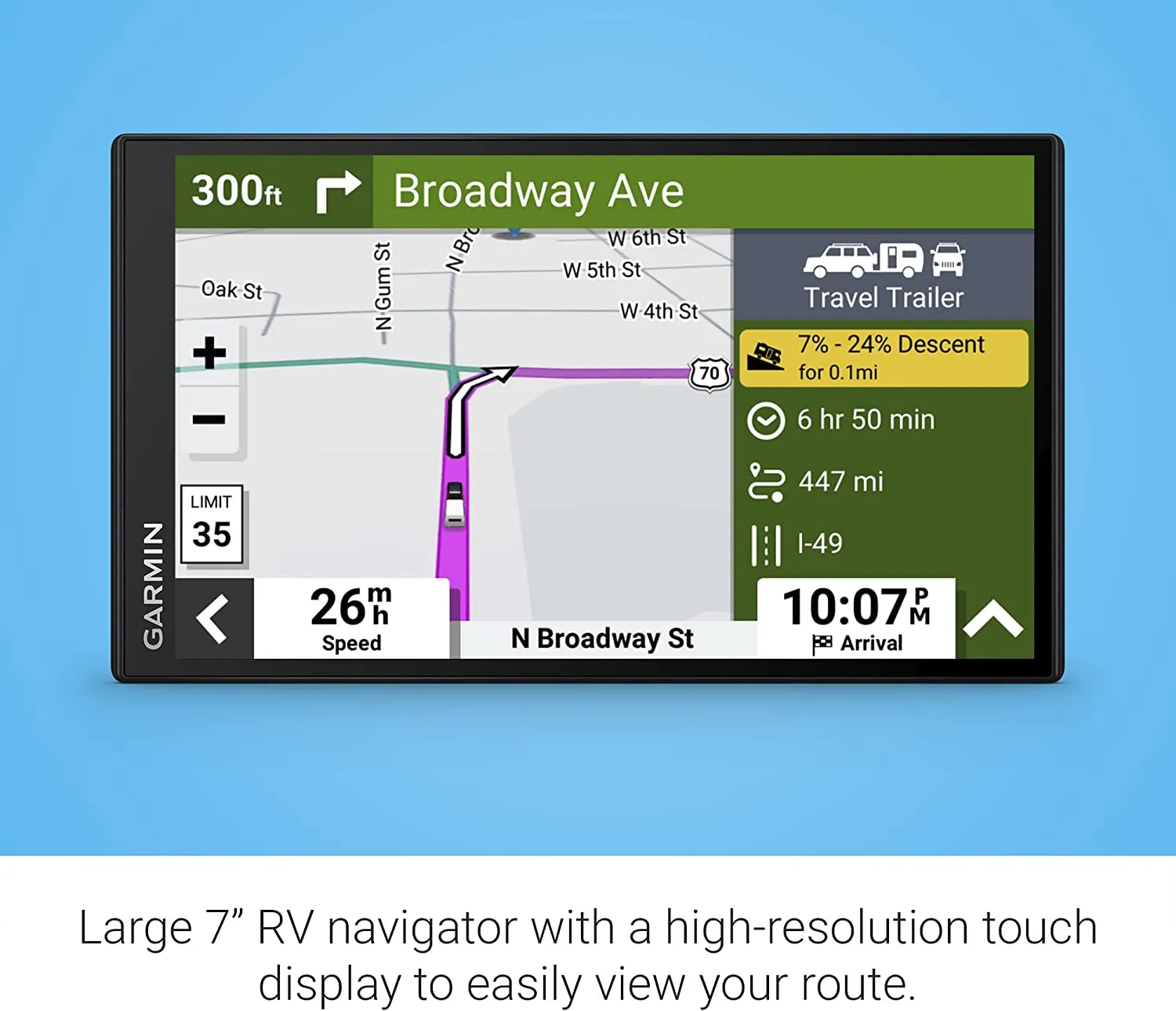 Garmin RV 795 GPS Navigation for RV's with 6Ave Travel Pack Bundle