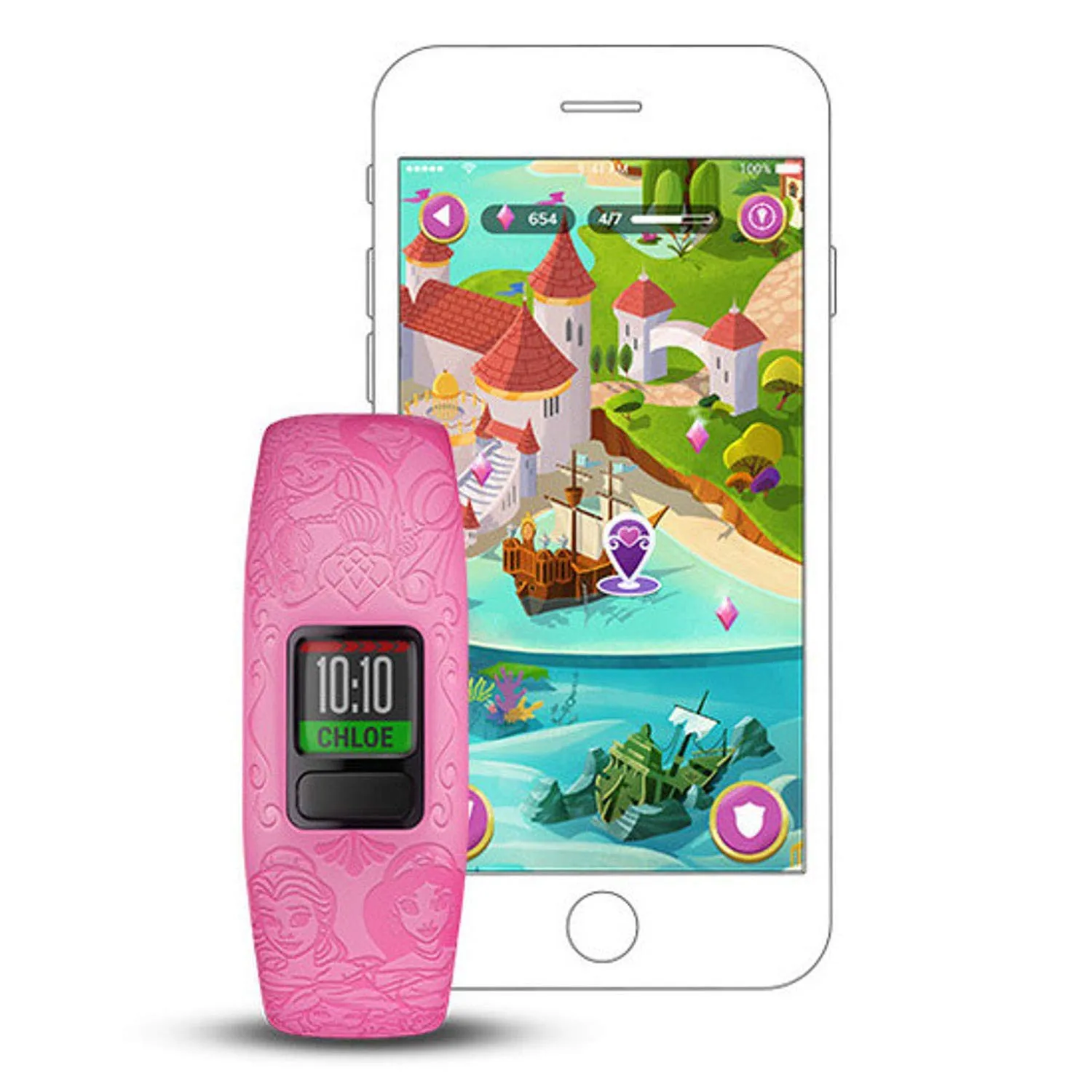 Garmin vivofit Jr. 2 - Disney Princess Activity Tracker for Kids - Adjustable Band - Pink