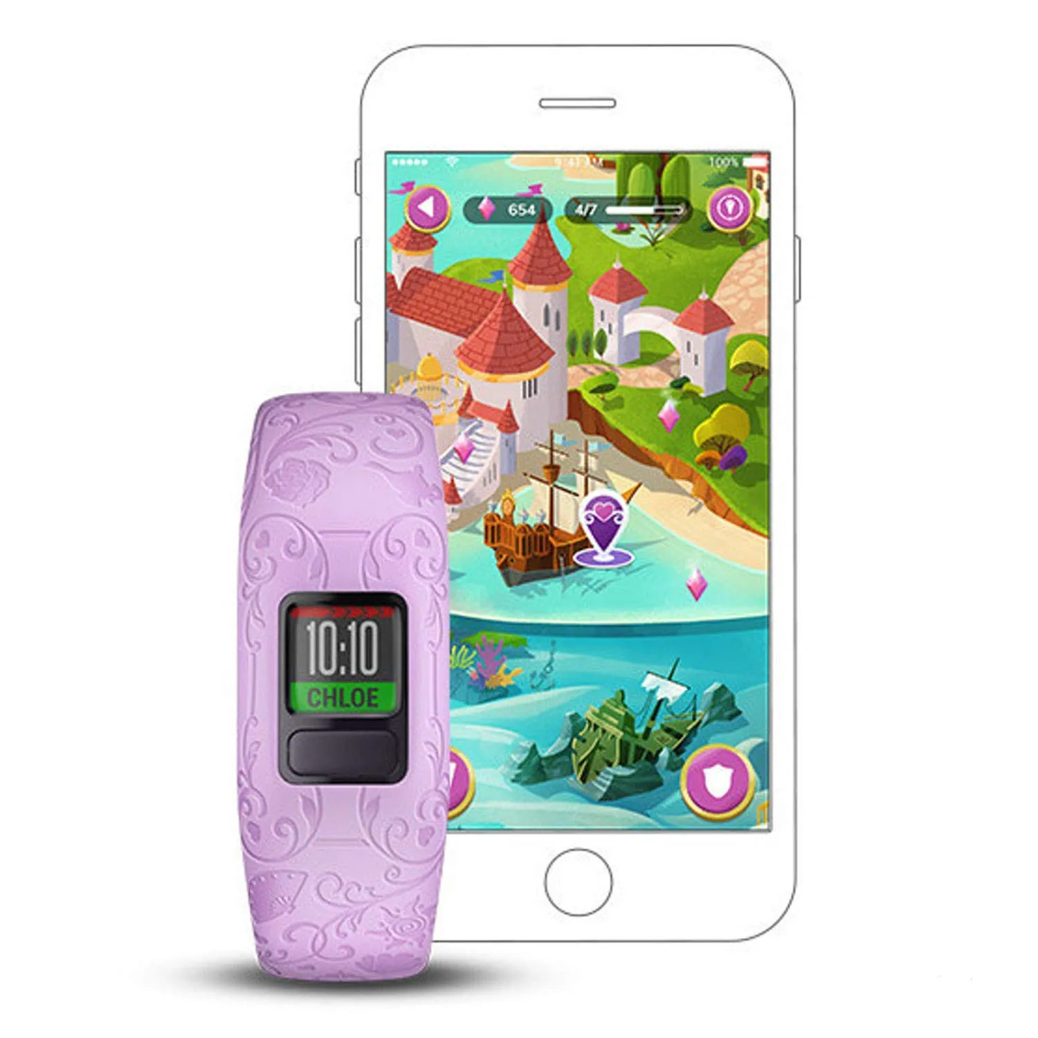 Garmin vivofit Jr. 2 - Disney Princess Activity Tracker for Kids - Adjustable Band - Purple