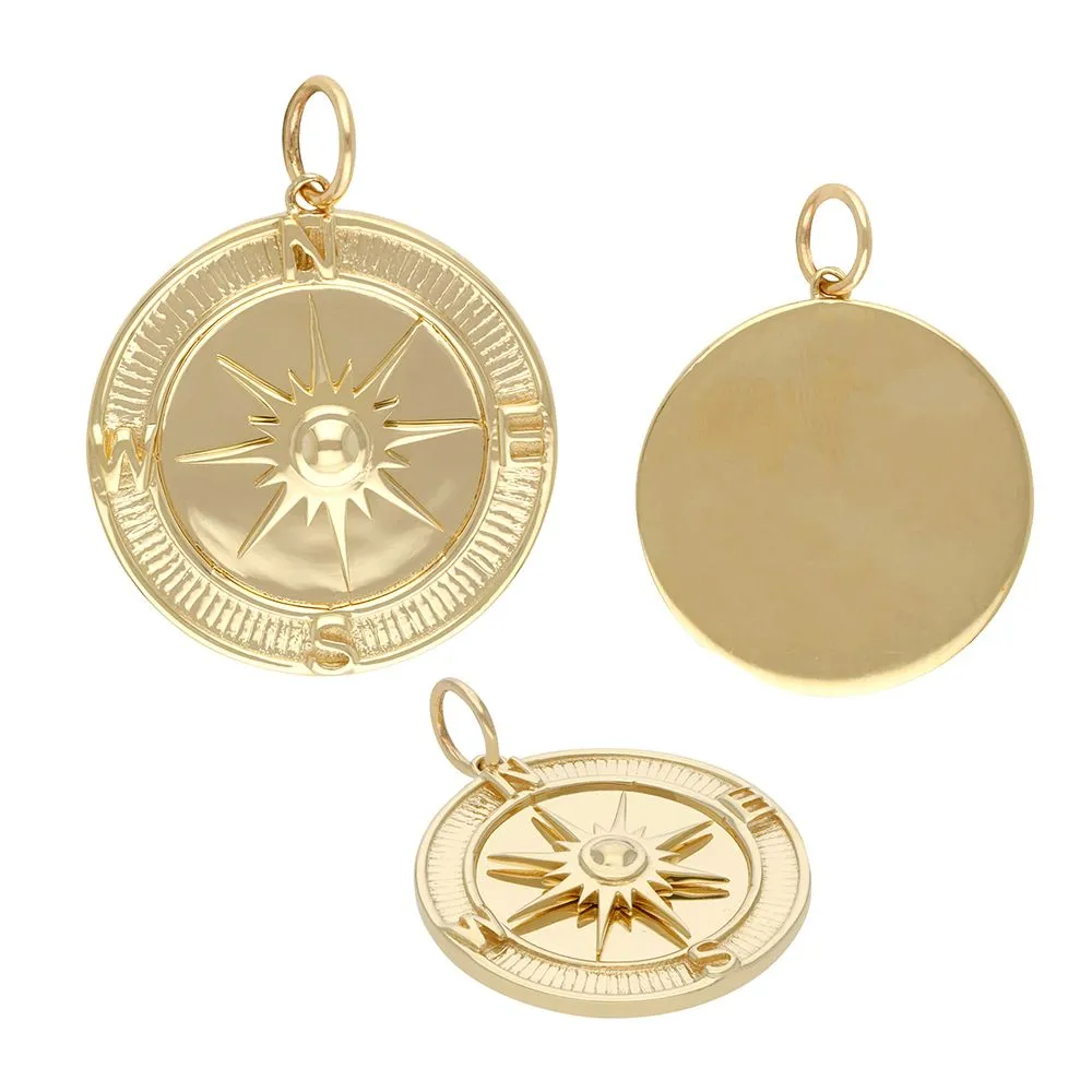 Gold Compass Pendant 22mm